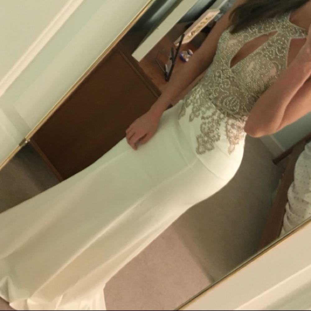 White Halter Prom dress